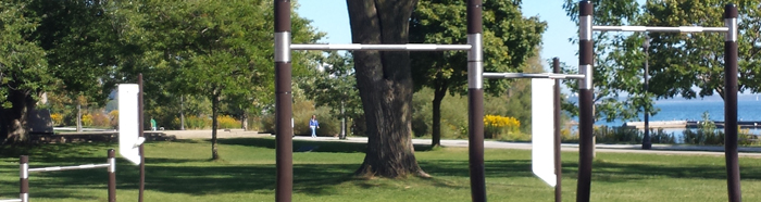  Free public exercise equipment in a park by the beach