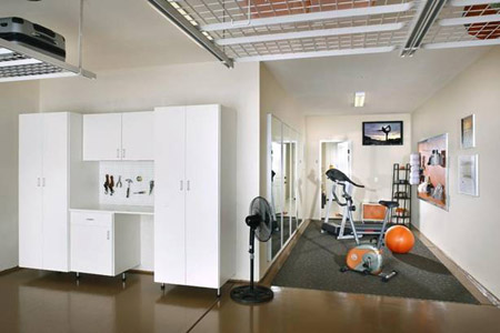 A hallway home gym using the extra space