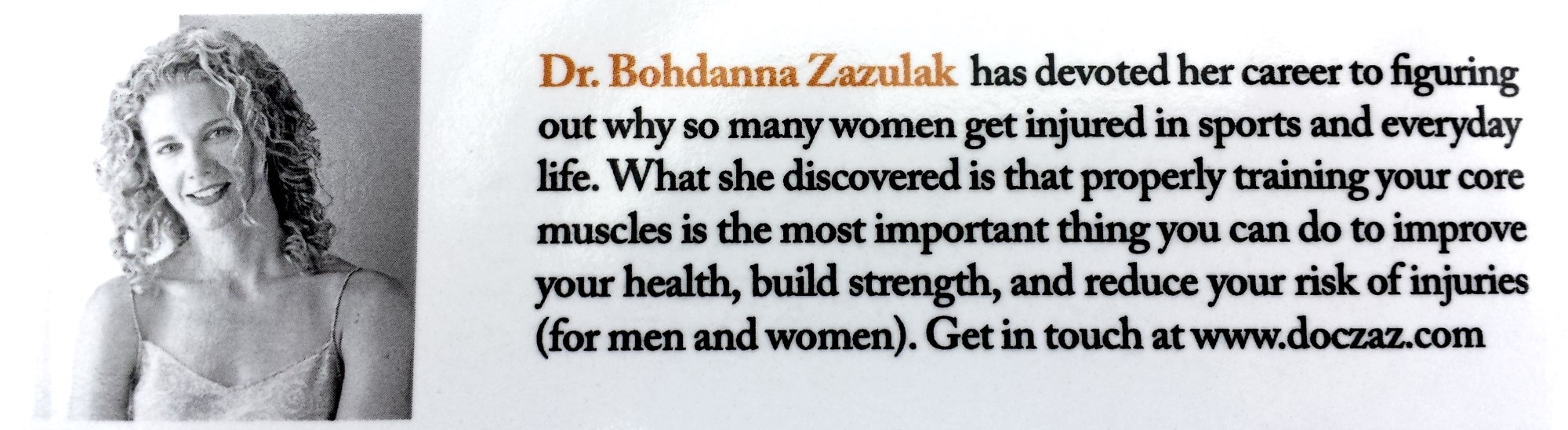 Master Your Core by Dr. Bohdanna Zazulak - photo by popular fitness