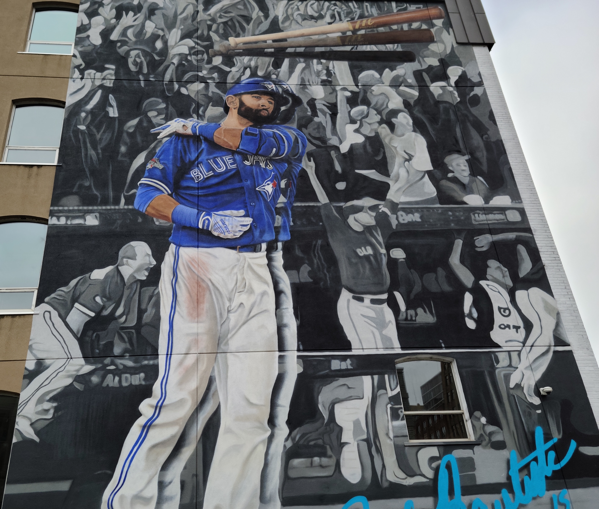 Jose Bautista bat flip mural - Toronto Blue Jays