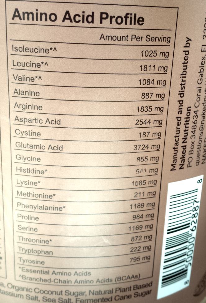 BCCAs and essential amino acids in vegan chocolate protein shake