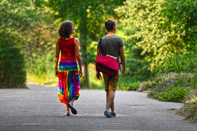 A couple going for a nature walk