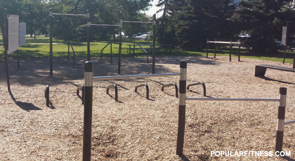  Free exercise equipment area in public park