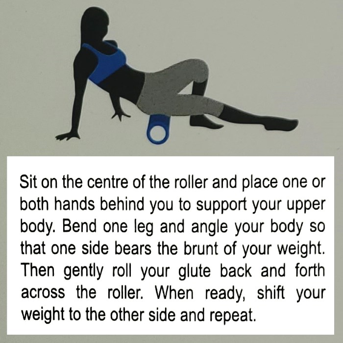 Glutes - Piriformis foam roller exercise infographic