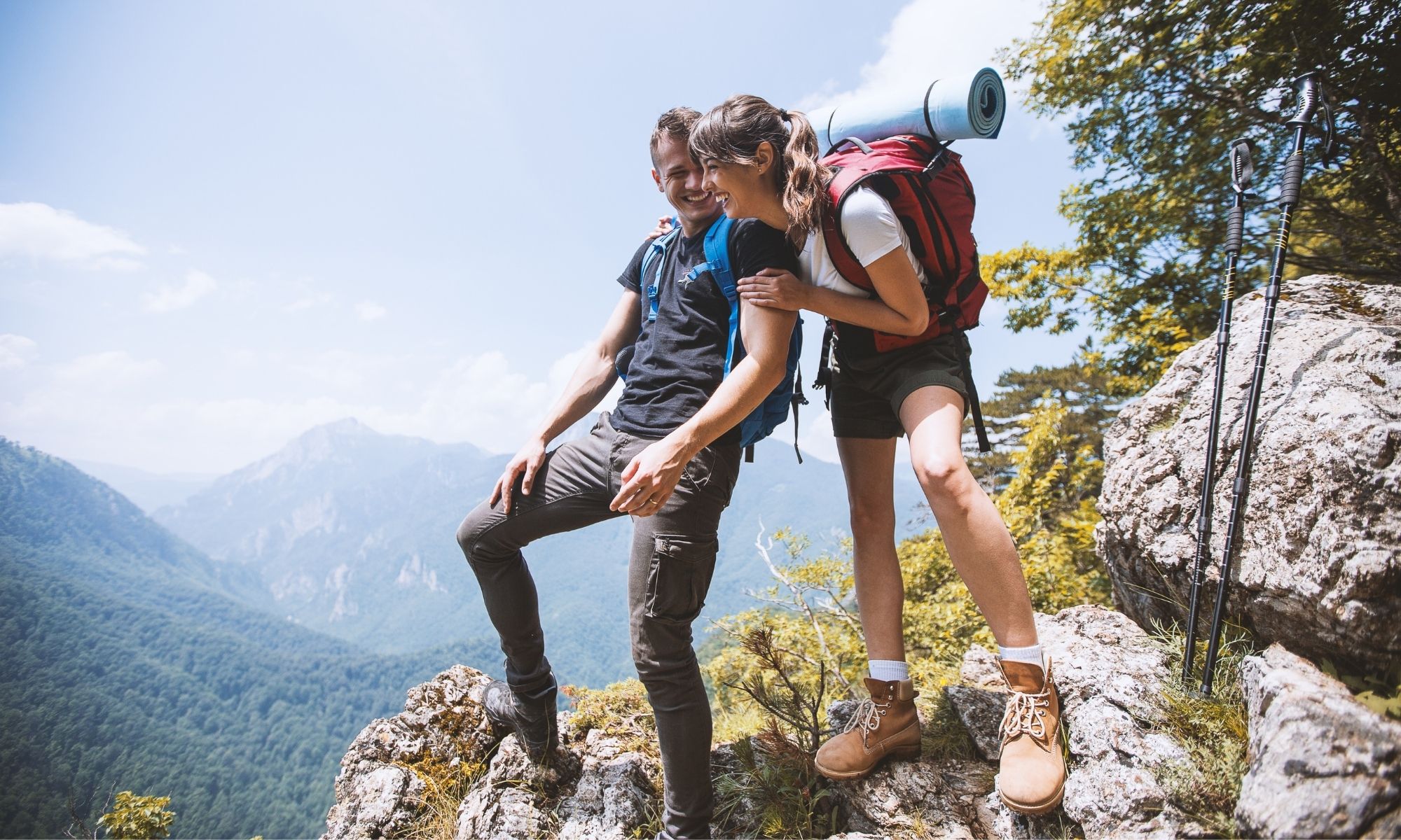 A couple hiking outdoors photo.