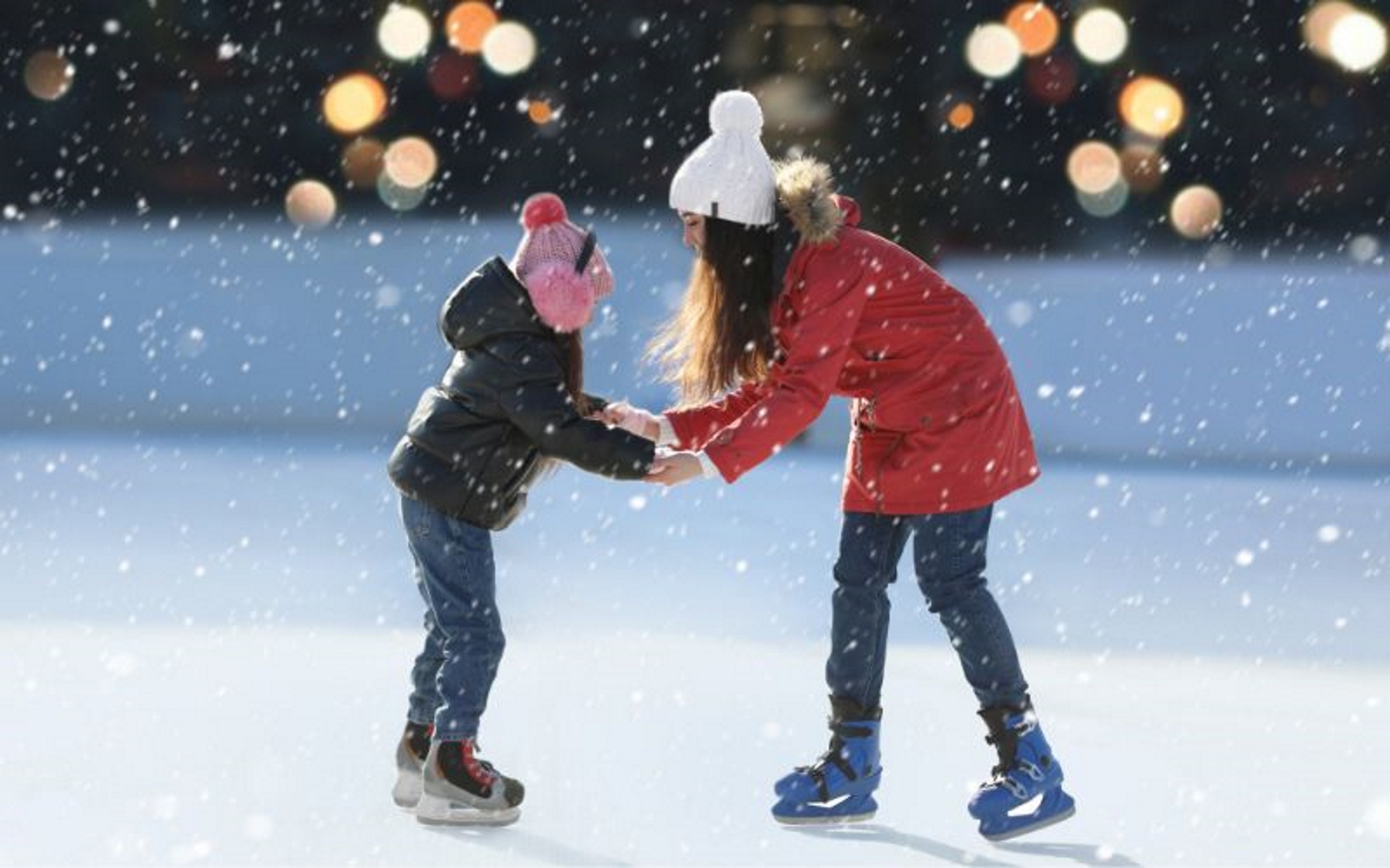 Ice skating in winter