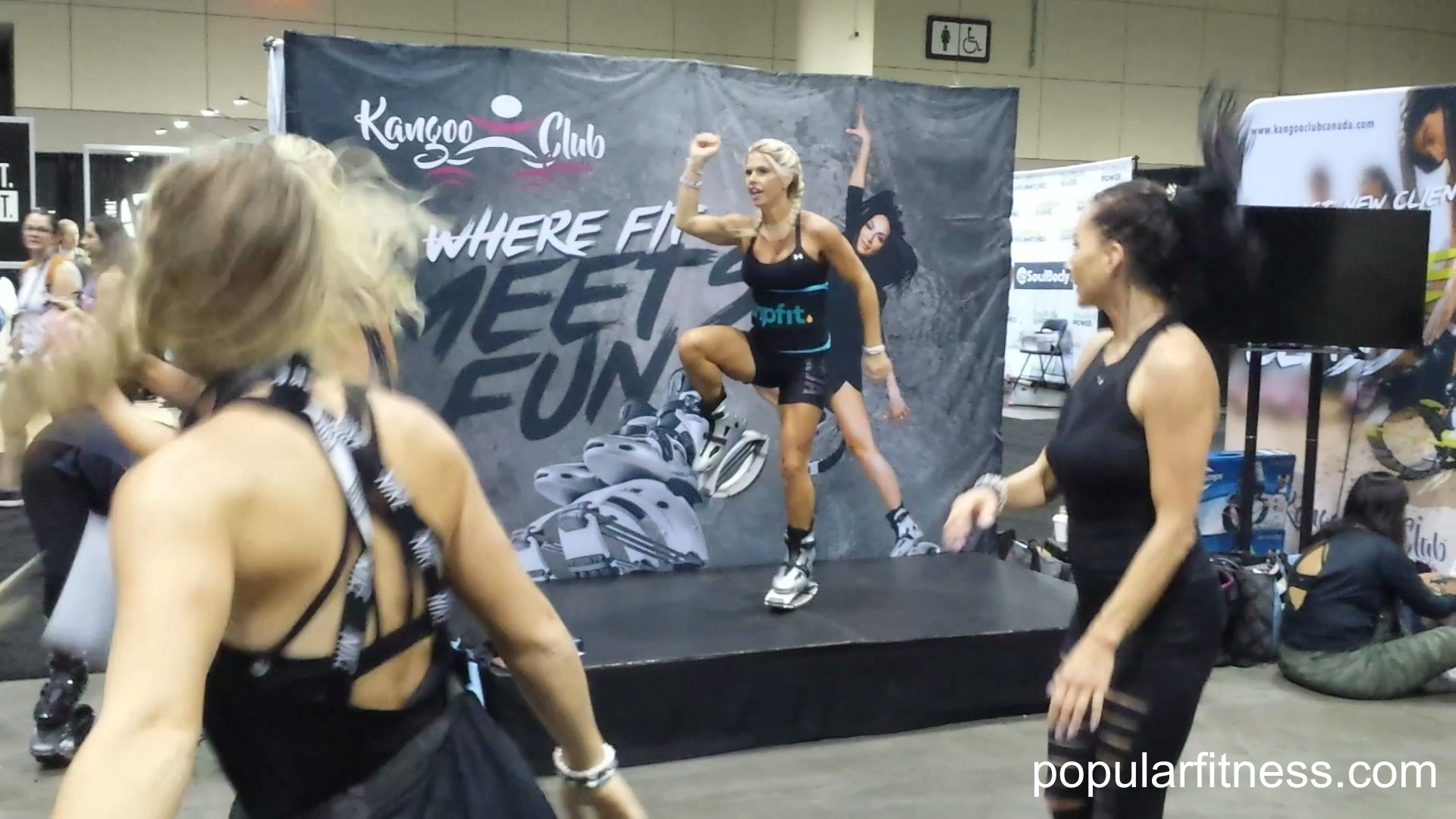 exercise class wearing kangaroo jump shoes - photo by popular fitness