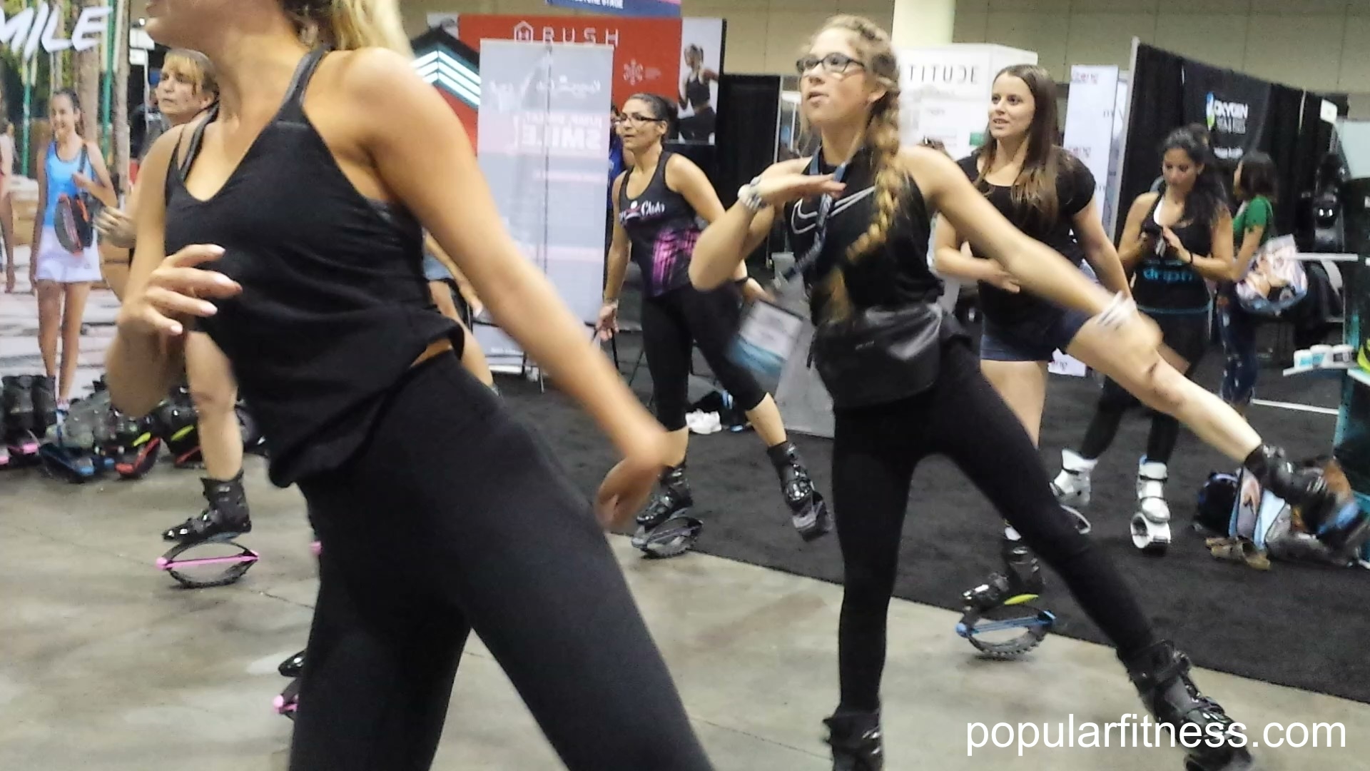 exercise class wearing kangaroo jump shoes - photo by popular fitness