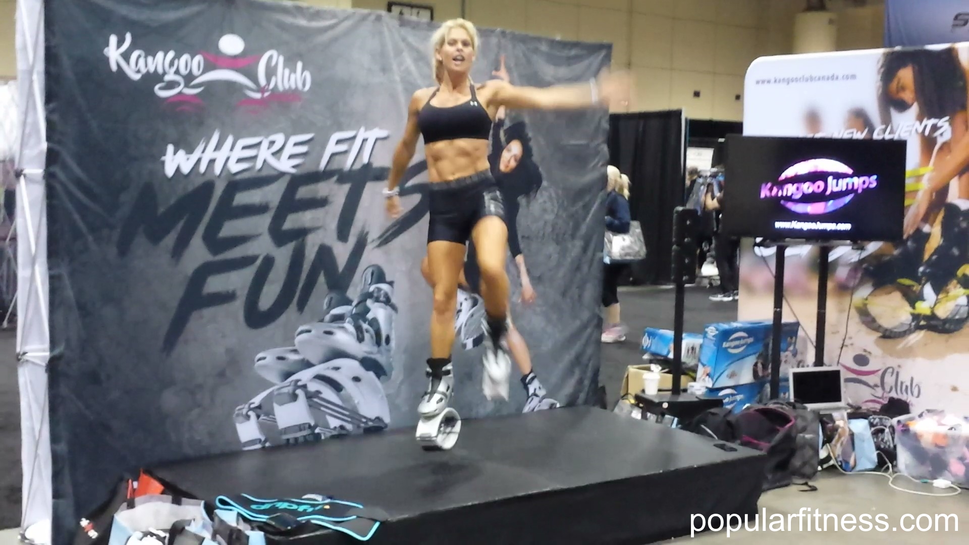 exercise class wearing kangaroo jump shoes - photo by popular fitness