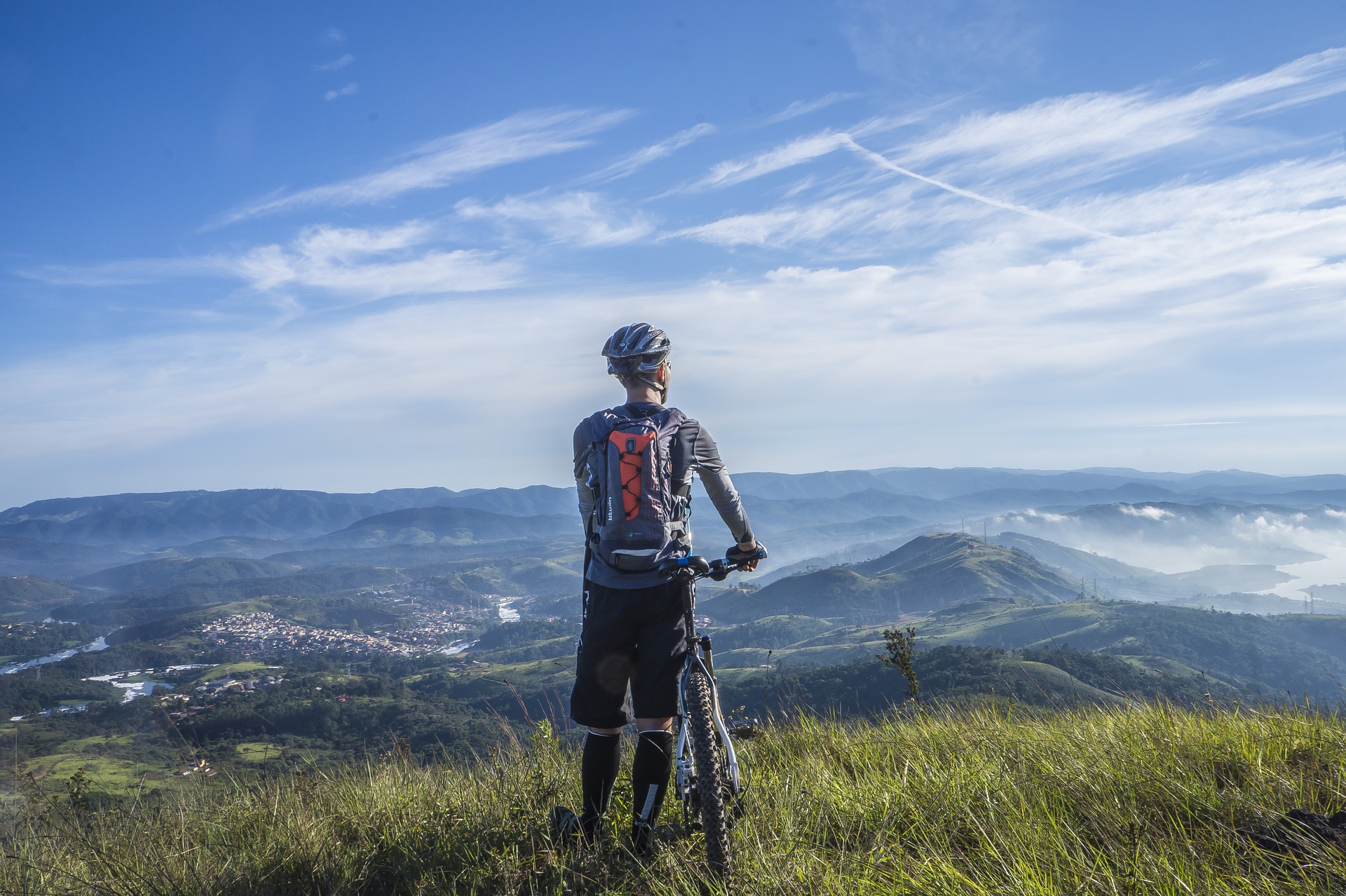 Man resting after long distance cycling