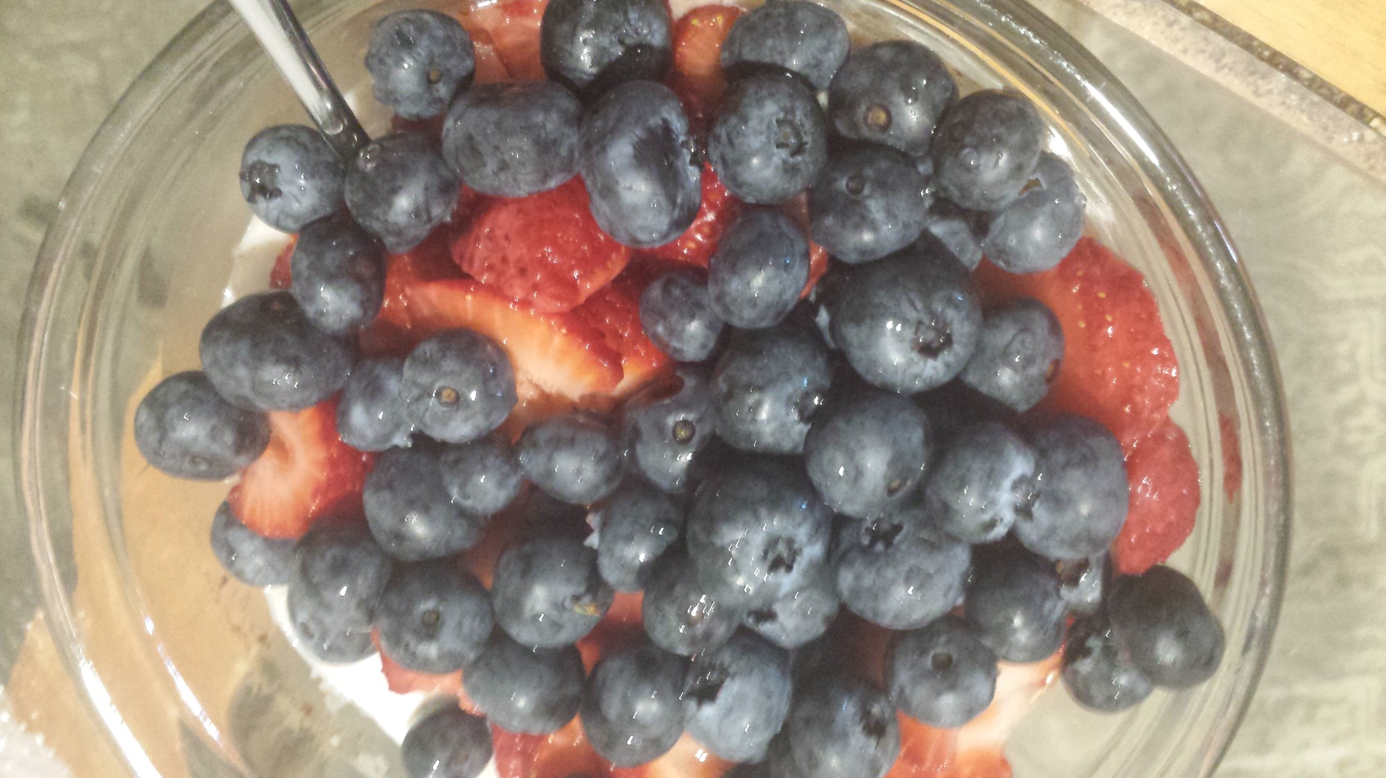 Oats, oatmeal with fresh blueberries and strawberries 