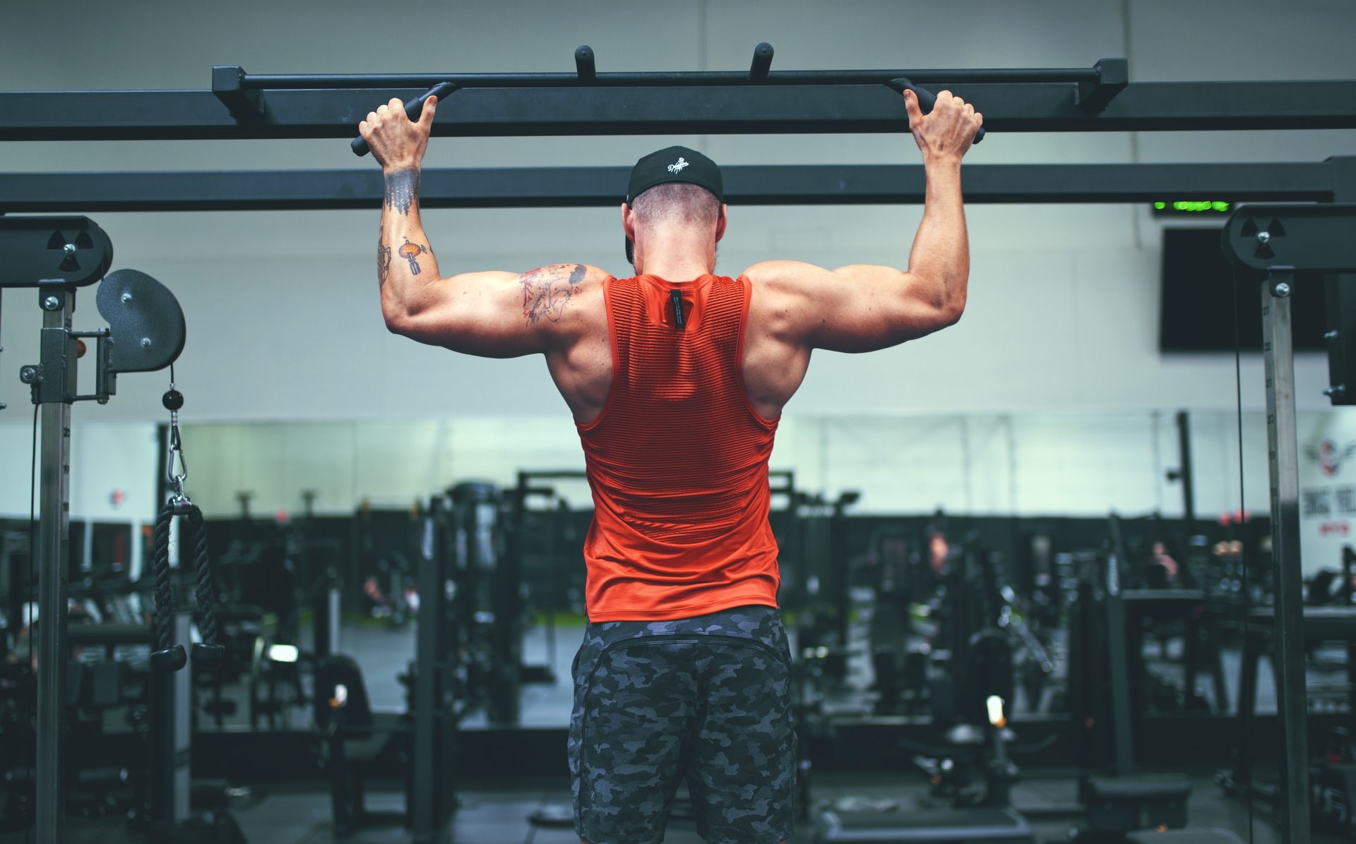 Man doing pull-up bodyweight exercise