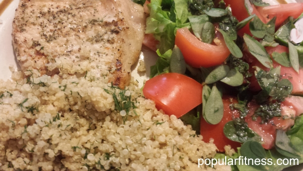 Quinoa with dill and salad with purslane recipe - Photo by popular fitness