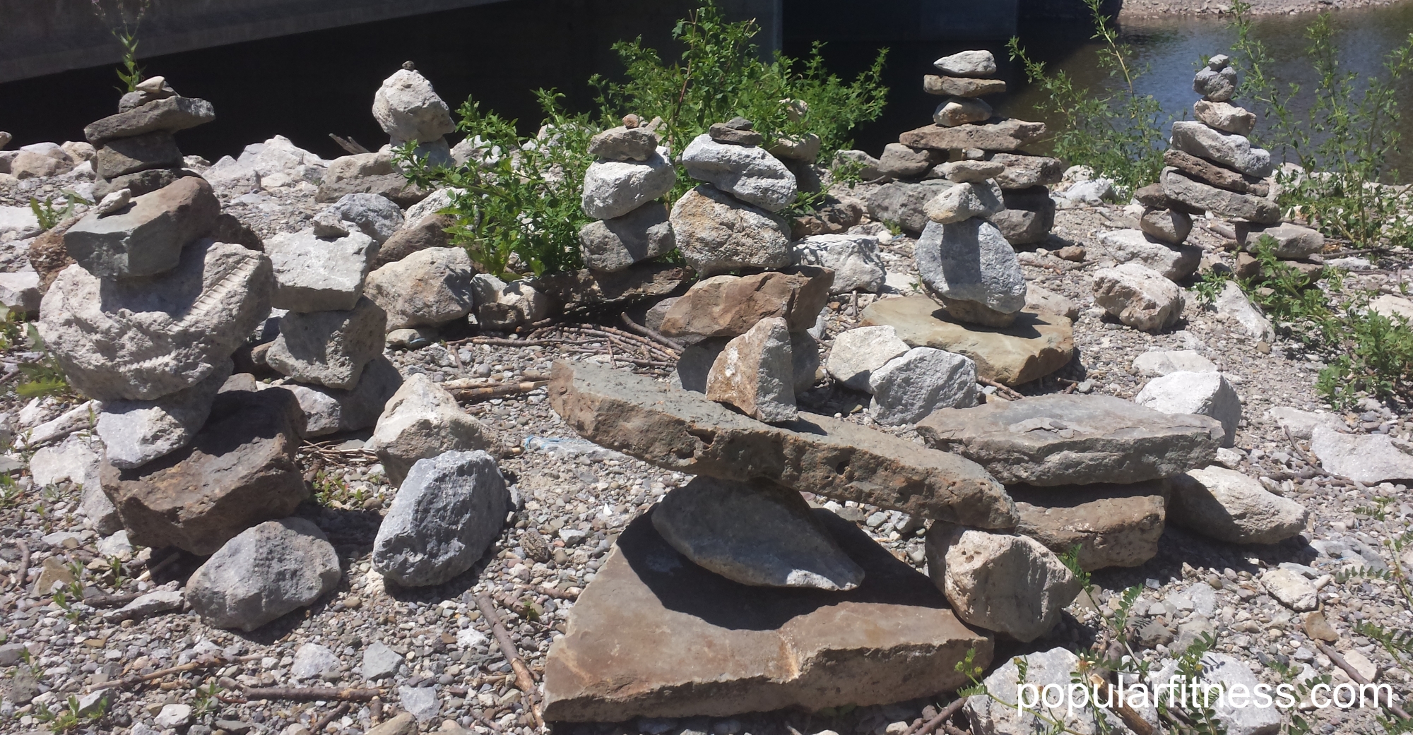 Rock stacking - stacked rocks and balancing rocks by the river