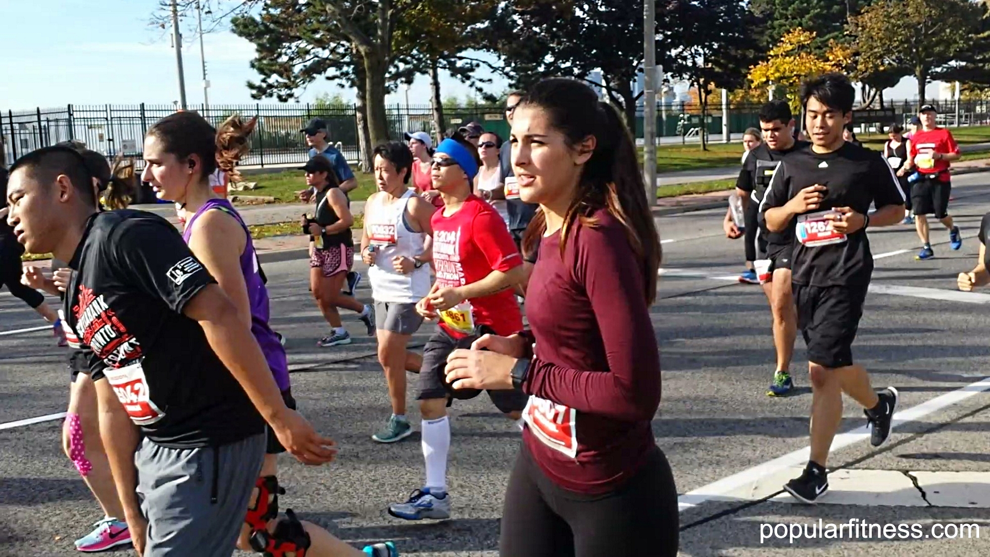 Runners running a marathon run