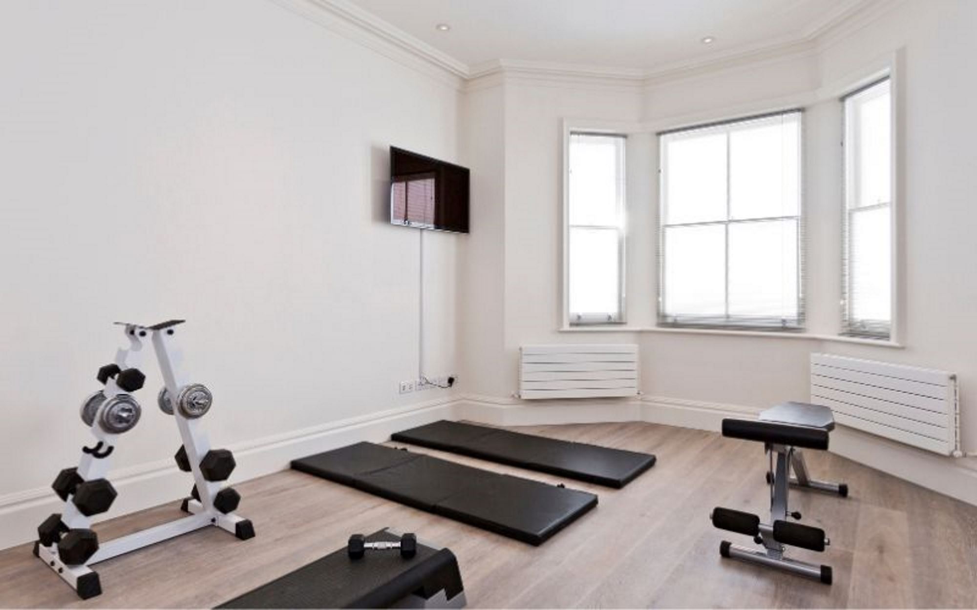 A small apartment home gym.