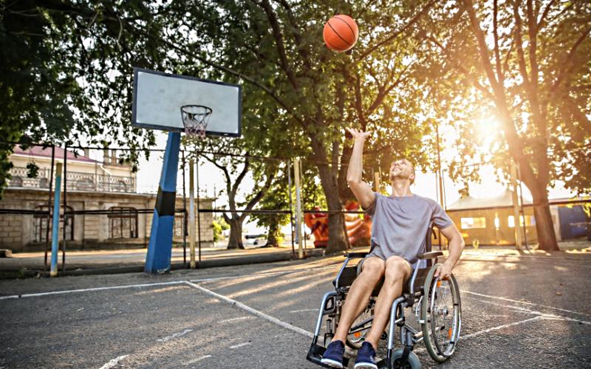 Playing wheelchair basketball - wheelchair sports.